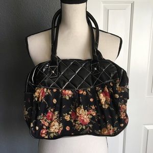 Black flower shoulder purse